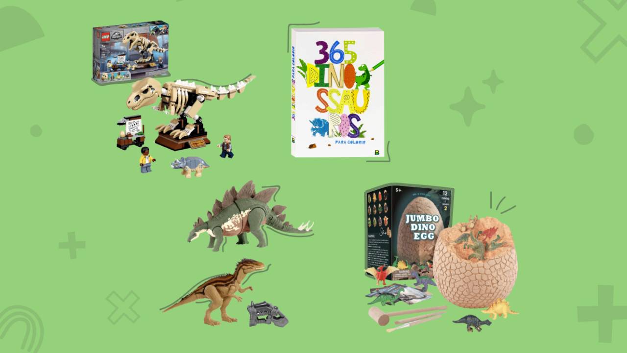 Itens e brinquedos de dinossauro