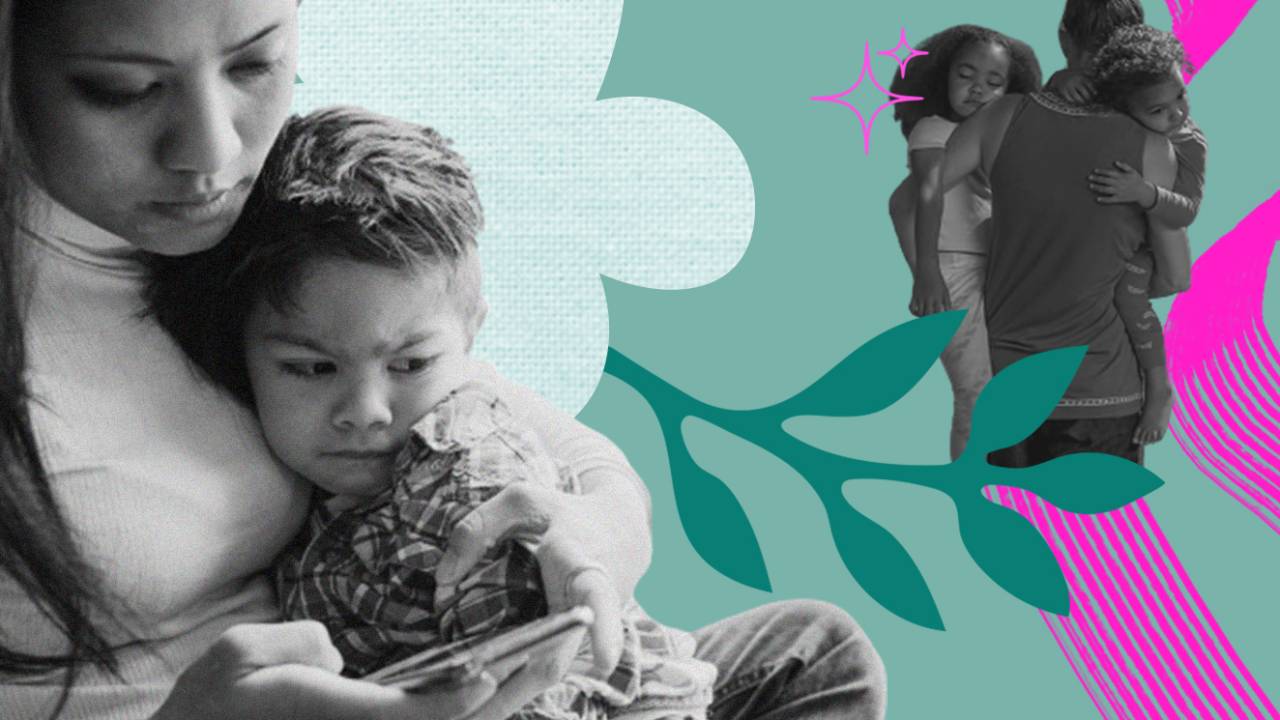 Colagem de mãe e filho