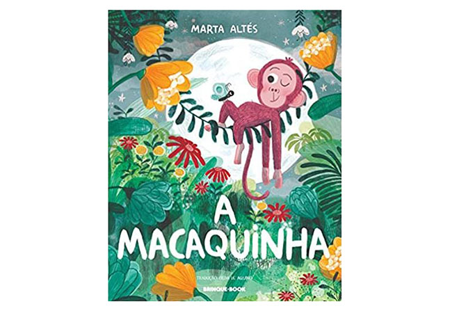 capa de livro com a ilustração de ima macaquinha deitada em um galho numa floresta