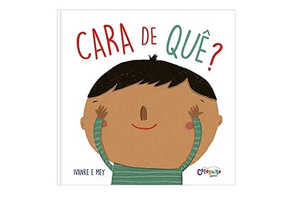 capa de livro com a ilustração do rosto de um menino. Eçe tampa os olhos com as mãos