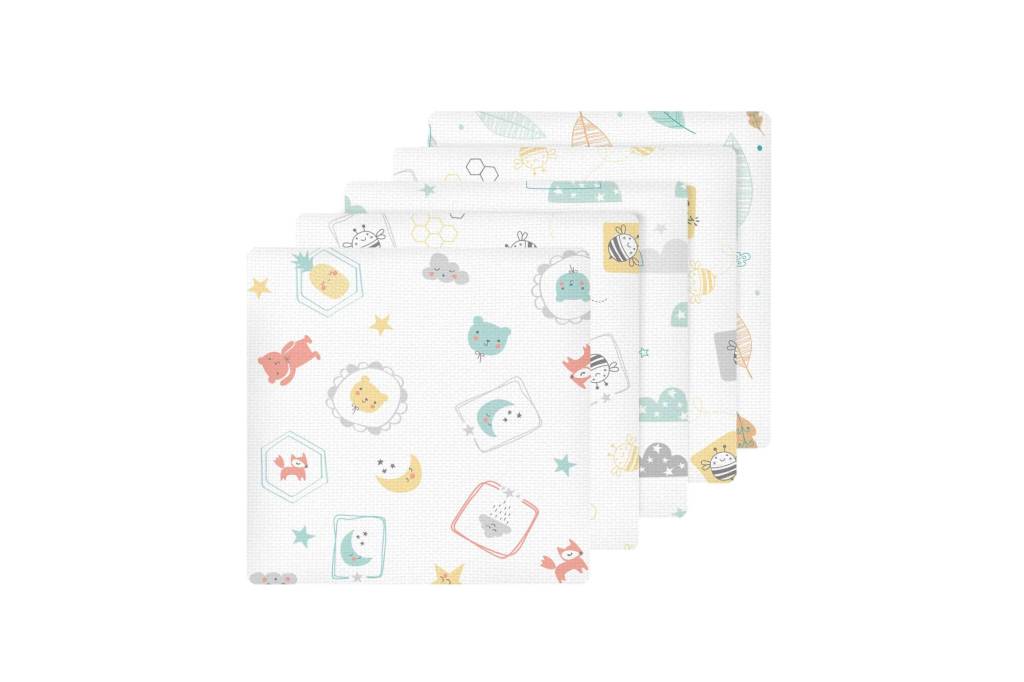 3 toalhas de fralda estampadas para bebê